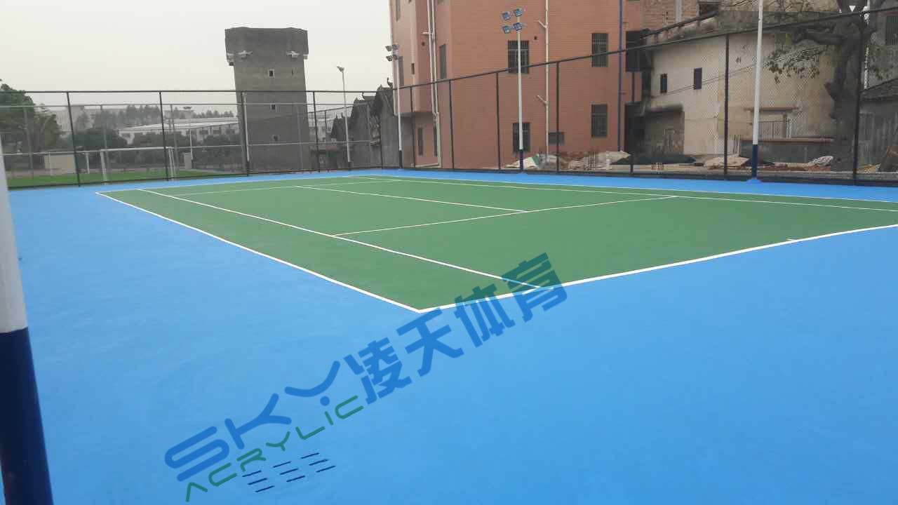 丙烯酸球场案例：广州市增城石迳村丙烯酸网球