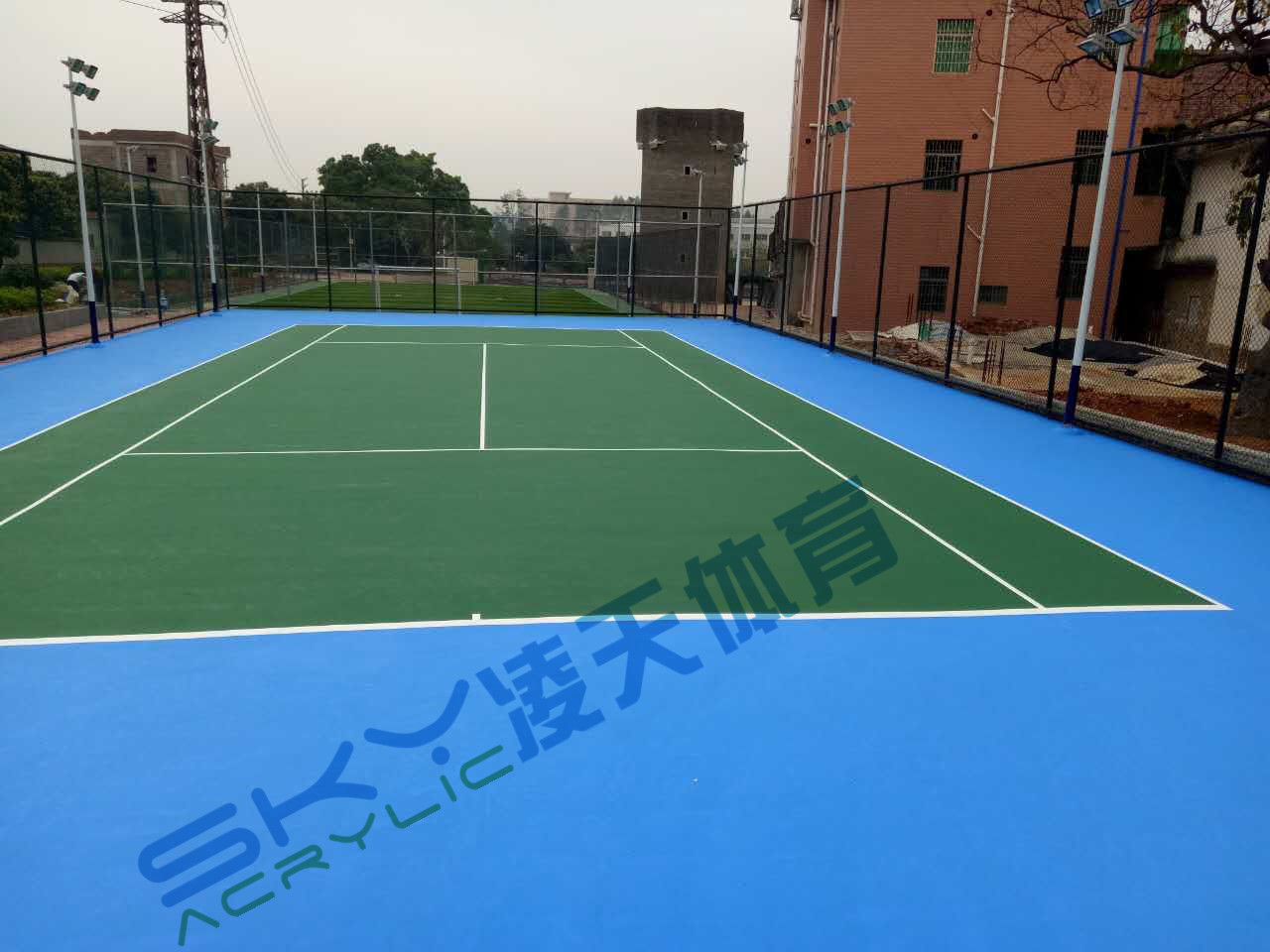 丙烯酸球场案例：广州市增城石迳村丙烯酸网球